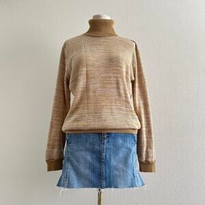 vintage tan knit long sleeve turtle neck sweater